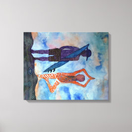 Em Tela Surf de ioga legal Impressão de Solteiro sunset