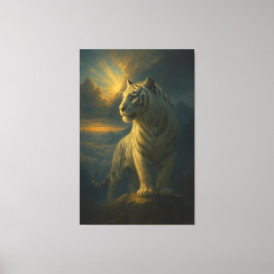 Em Tela Tigre Branco Majestoso – Impressão de Arte Fina