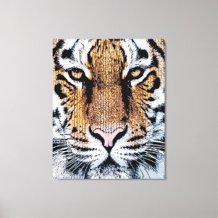 Em Tela Tigre Retrato no Estilo Gráfico de Impressão