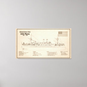 Em Tela USS Maine - Planos de Impressão Blueprint de Entre