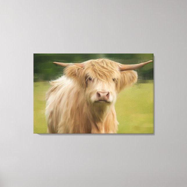 Em Tela Vaca de Terras Altas Pintadas com Óleo Impressão (Frente)