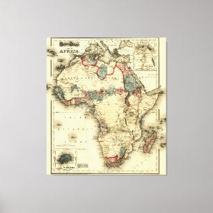 Em Tela Viintage 1874 Mapa da África Impressão