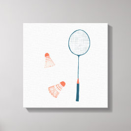 Em Tela Vintage badminton impressão white: mão desenhada p