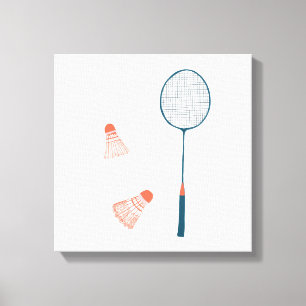 Em Tela Vintage badminton impressão white: mão desenhada p