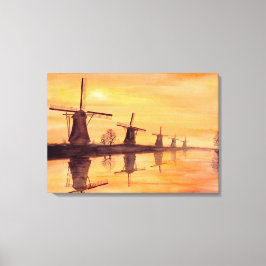 Em Tela Windmills — Impressão por Aquarela Sunset