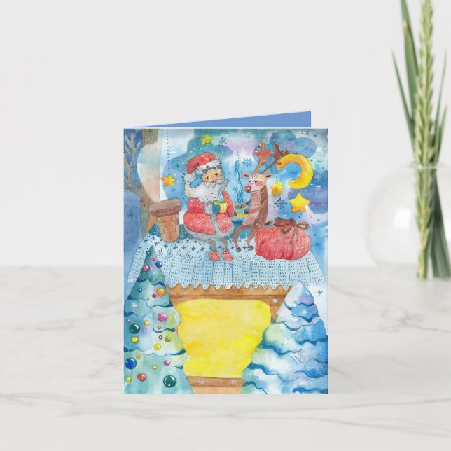 Em um Cartão de Saudação de Natal Dobrado no Telha (Frente)