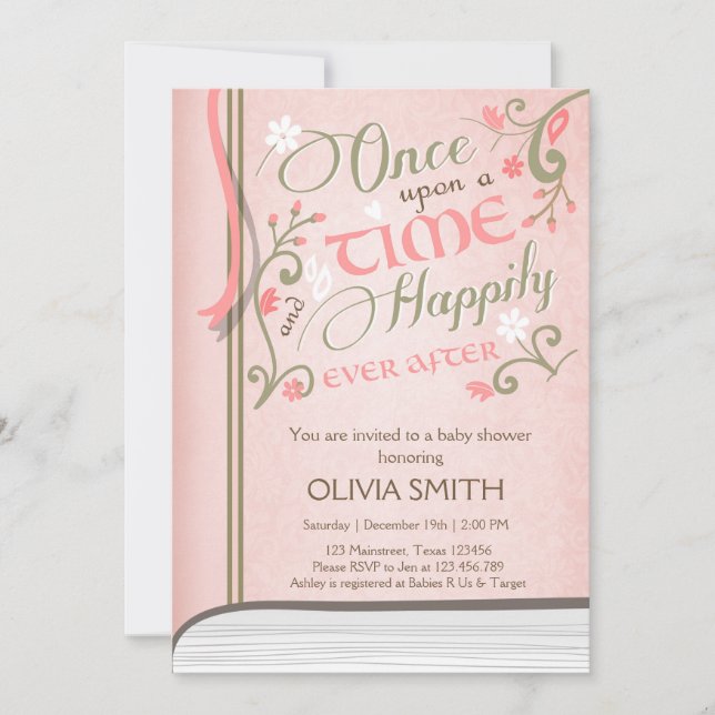 Em um convite de Chá de fraldas do Time Storybook  (Frente)