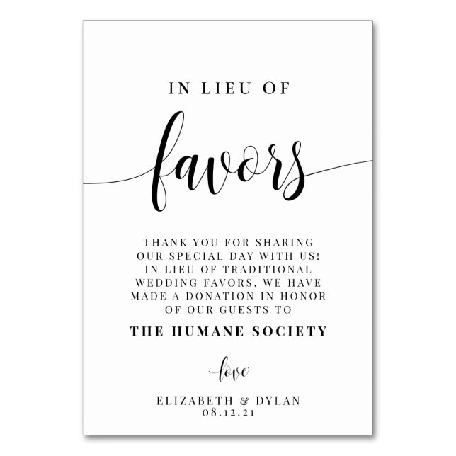 Em Vez De Um Cartão De Mesa De Casamento (Frente)