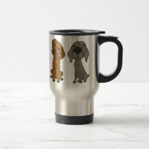 Em Weimaraner e em caneca de viagem do ponteiro