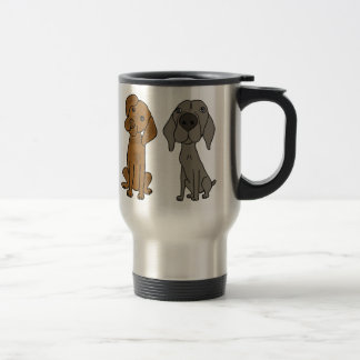 Em Weimaraner e em caneca de viagem do ponteiro