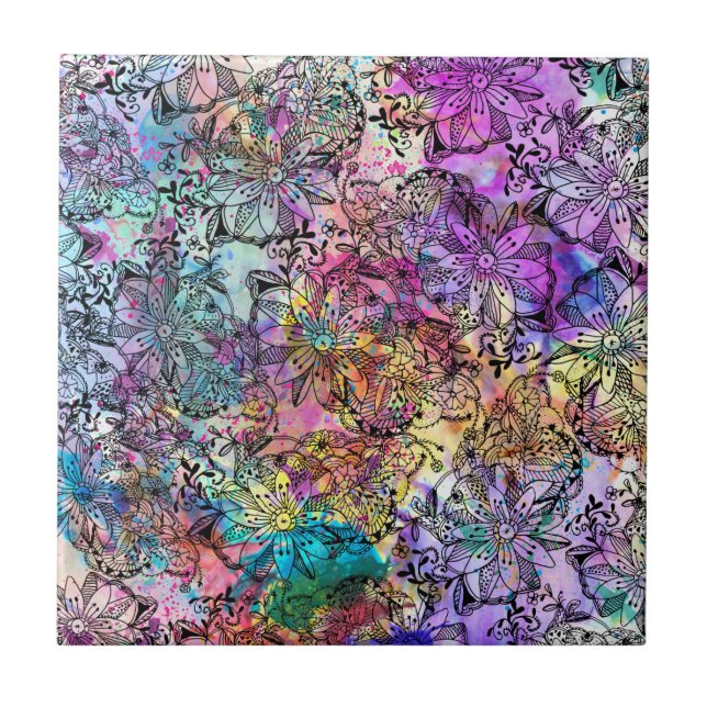 Emaranhado pintado mão da aguarela cor-de-rosa da (Frente)