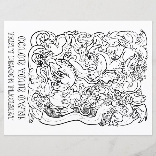 Embalado Em Dragões De Festas Colorir Sua Própria  (Frente)