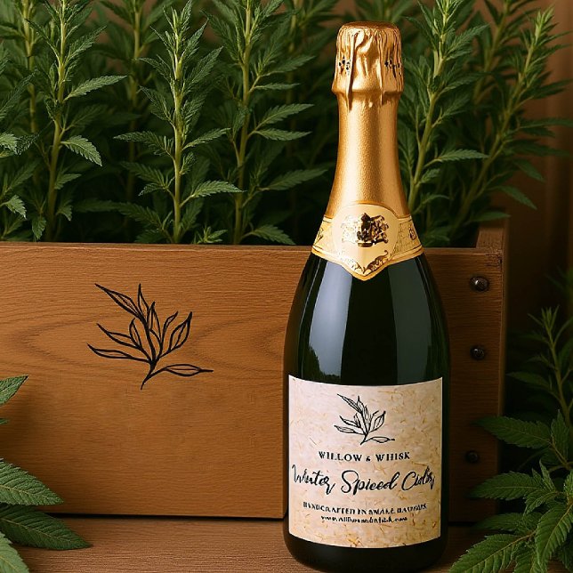 Embalagem Botânica de Embalagem de Bebidas de Prod (handmade artisanal small batch drink label gifting christmas bridal baby shower kraft botanical)