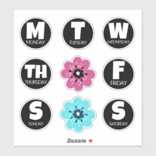 Embalagem com adesivo em dias da semana