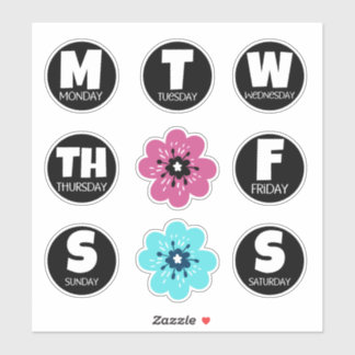 Embalagem com adesivo em dias da semana