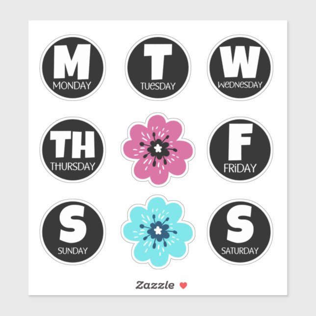 Embalagem com adesivo em dias da semana (Folha)