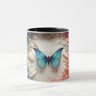 Embalagem de caneca 3D com borboleta