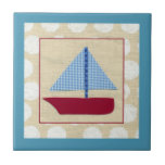 Embarcação de vela infantil por Chariklia Zarris<br><div class="desc">Chariklia Zarris criou esta impressão do veleiro de uma criança. Uma vela azul padrão verificada com um casco vermelho completa o pacote. Se você está procurando uma peça especial para colocar no berçário de uma criança, esta é a que você tem!</div>