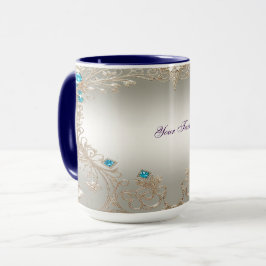 Embelagem Dourada de caneca de pedra azul