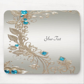 Embelagem Dourada do Mousepad de Pedras Azuis