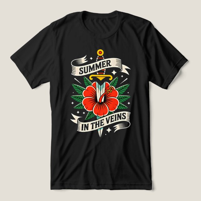 Emblema de Espada Floral | Hibisco Vibrante de Ver (Design frontal)