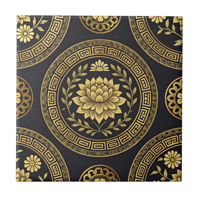 Emblema Dourado Mandala Lotus de Luxo (Frente)