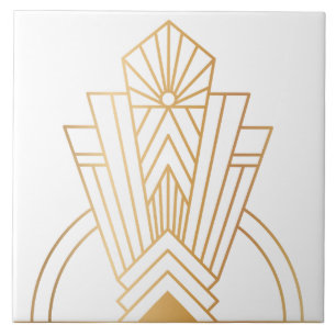 Emblema Luxuoso Art Déco em Ouro e Preto com Explo