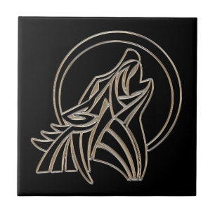 Emblema metálico tribal do lobo do urro