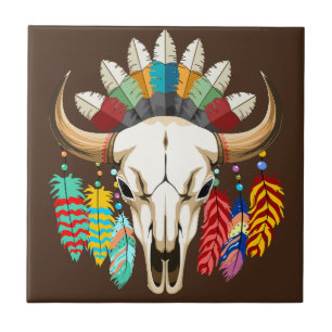 Emblema Nativo Americano de Crânio de Búfalo