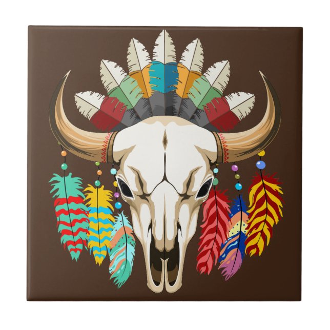 Emblema Nativo Americano de Crânio de Búfalo (Frente)