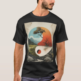 "Embraço da Harmonia: Camiseta do Surrealismo Yin-