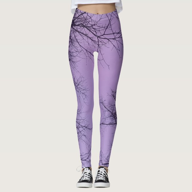 Embraço delicado de inverno: Leggings da copa lila (Frente)