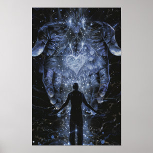 Embraço do amor - Mãos gigantes segurando Poster d