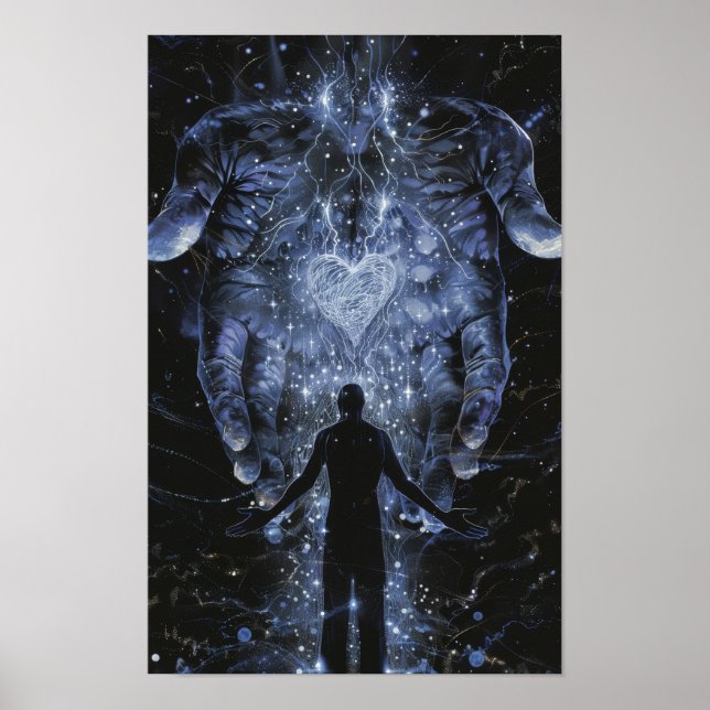 Embraço do amor - Mãos gigantes segurando Poster d (Frente)
