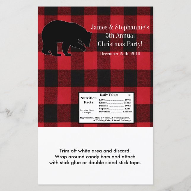 Embrulho de Barra Grande Hershey's Xadrez Vermelho (Frente)