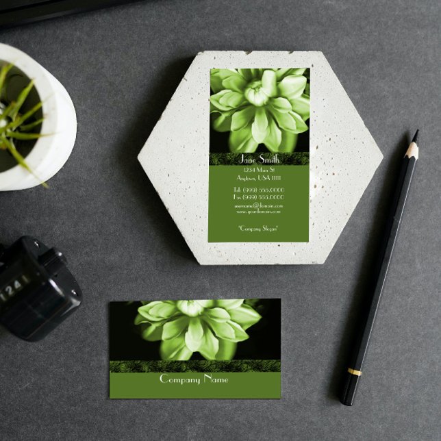 Emerald Bloom Cartão de visita (Emerald Green Bloom Business Card)