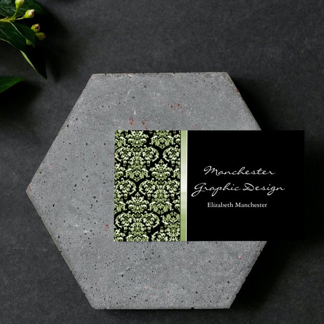 Emerald Damask Ribbon Cartão de visita (Emerald Damask Ribbon Business Card)