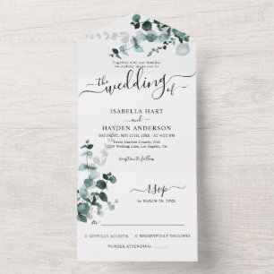 Emerald Eucalyptus Greenery Botanical Wedding RSVP