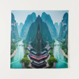 Emerald Flow: Tapeçaria do Muro do Rio das Montanh