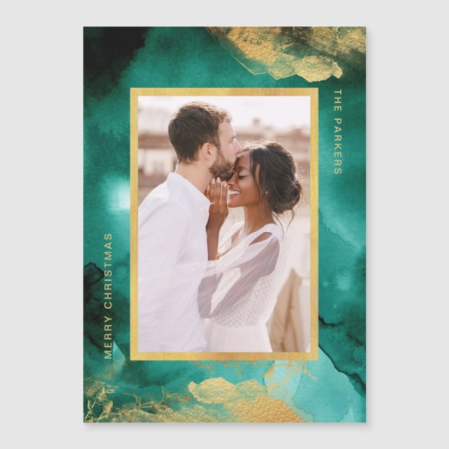 Emerald Glamor | Natal de Foto em Aquarela (Frente)