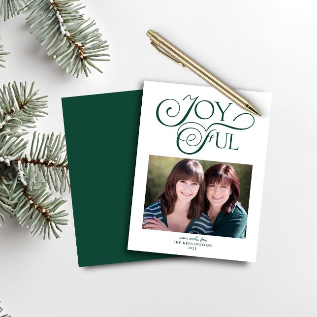 Emerald Green Christmas Joyful Photo (Budget Emerald Green Christmas Joyful Photo Card)