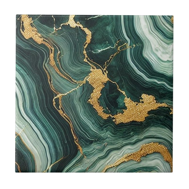 Emerald Green & Dourado Marble Look Glam (Frente)