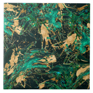 Emerald Green e abstrato Dourada