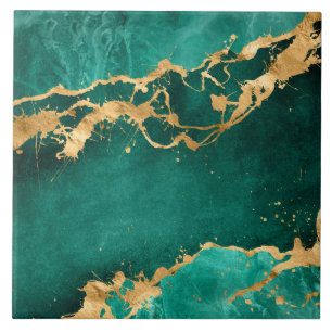 Emerald Green e abstrato Dourada