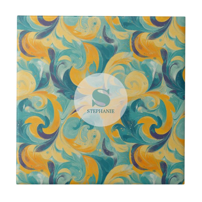 Emerald Green e Dourada Abstrato inspirada em Pais (Frente)
