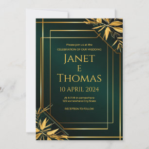 Emerald Green e Dourado Convite Moderno.