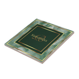 Emerald Green E Dourado Marble Geométrico