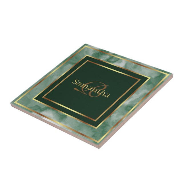 Emerald Green E Dourado Marble Geométrico (Lateral)