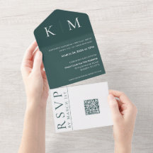 Emerald Green e White-Monograma-Casamento-