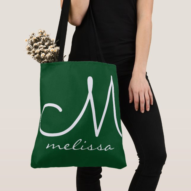 Emerald Green Elegant Tote Bag Com Seu Nome (Close Up)